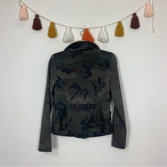 Anthropologie Marrakech Sherpa Collar Green Camo Moto Jacket Size Small - Picture 14 of 15